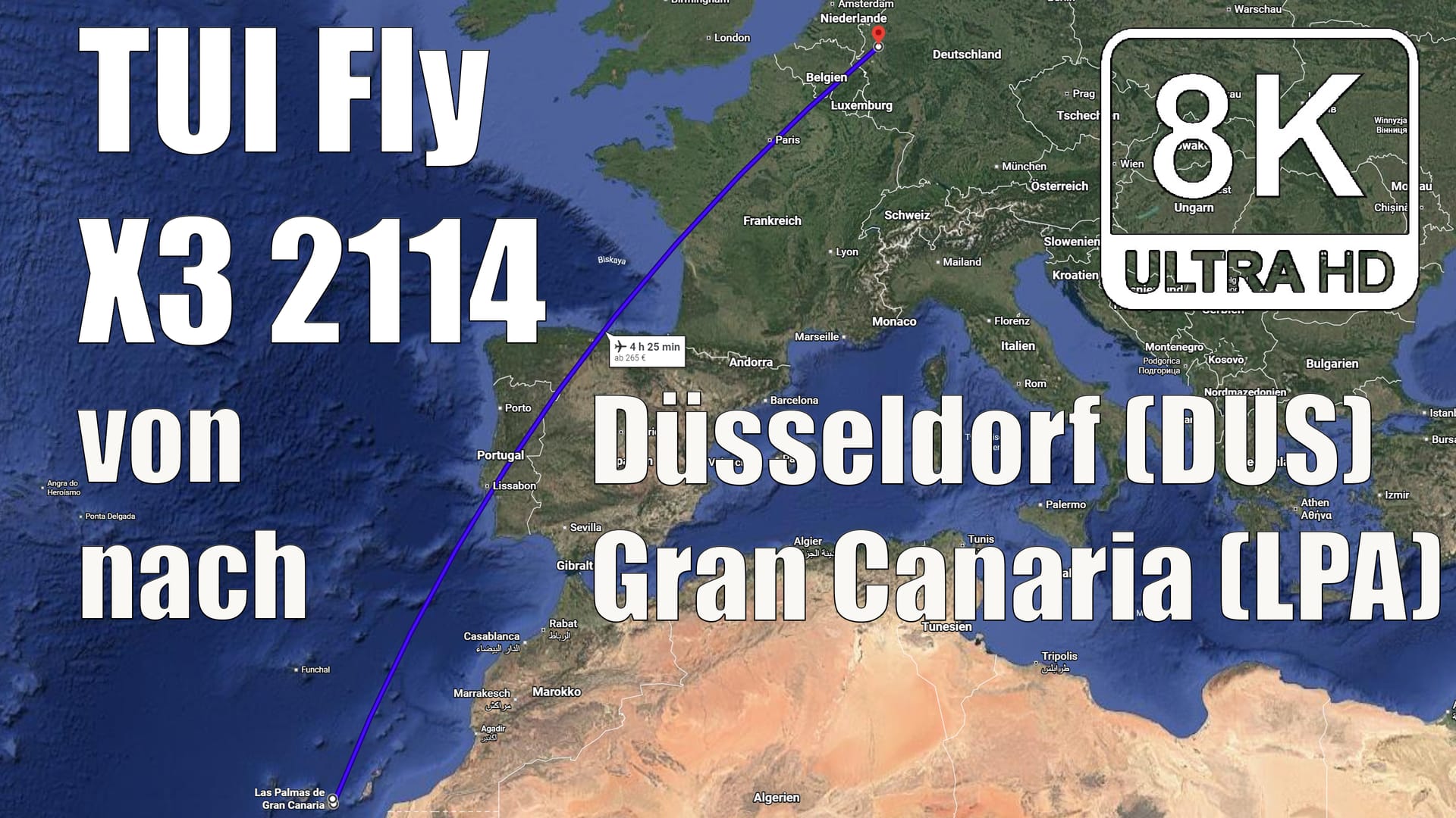 ✈️ 8K Flug: Düsseldorf – Gran Canaria | Überflug Lanzarote & Fuerteventura | TUI Fly X3 2114